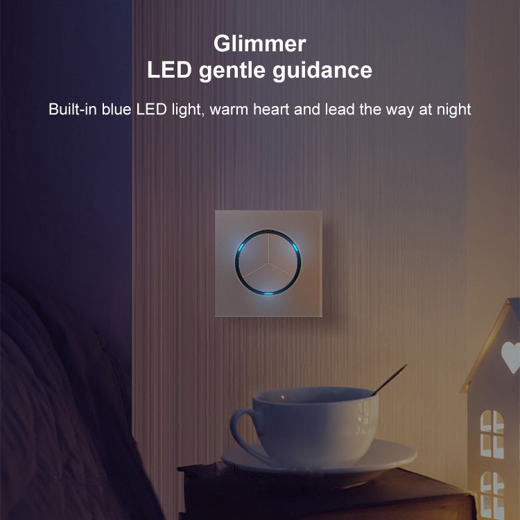86mm Round LED Tempered Glass Switch Panel, Gray Round Glass, Style:Two Open Dual Control - free shipping - PMC Jewellery - Order now!