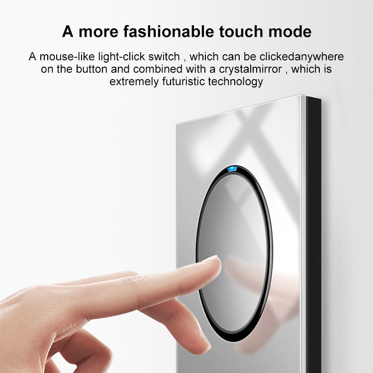 86mm Round LED Tempered Glass Switch Panel, Gray Round Glass, Style:Three Open Dual Control -  by PMC Jewellery | Online Shopping South Africa | PMC Jewellery | Buy Now Pay Later Mobicred