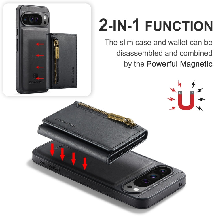 For Google Pixel 9 Pro XL DG.MING M5 Series Zip RFID Multi Card Detachable Leather Phone Case(Black) - Google Cases by DG.MING | Online Shopping South Africa | PMC Jewellery | Buy Now Pay Later Mobicred