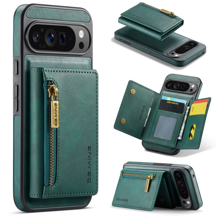 For Google Pixel 9 Pro XL DG.MING M5 Series Zip RFID Multi Card Detachable Leather Phone Case(Green) - Google Cases by DG.MING | Online Shopping South Africa | PMC Jewellery | Buy Now Pay Later Mobicred