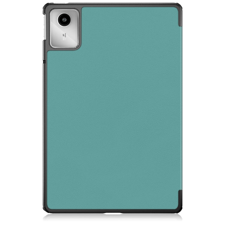 For Lenovo Tab M11/ Xiaoxin Pad 11 2024 Custer Texture 3-Fold Holder Leather Smart Tablet Case(Green) - Lenovo by PMC Jewellery | Online Shopping South Africa | PMC Jewellery | Buy Now Pay Later Mobicred