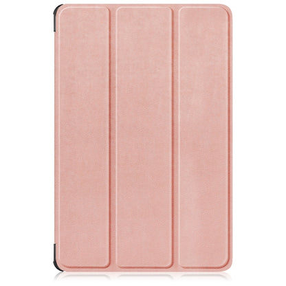 For Lenovo Tab M11/ Xiaoxin Pad 11 2024 Custer Pure Color 3-folding Leather Smart Tablet Case(Rose Gold) - Lenovo by PMC Jewellery | Online Shopping South Africa | PMC Jewellery | Buy Now Pay Later Mobicred