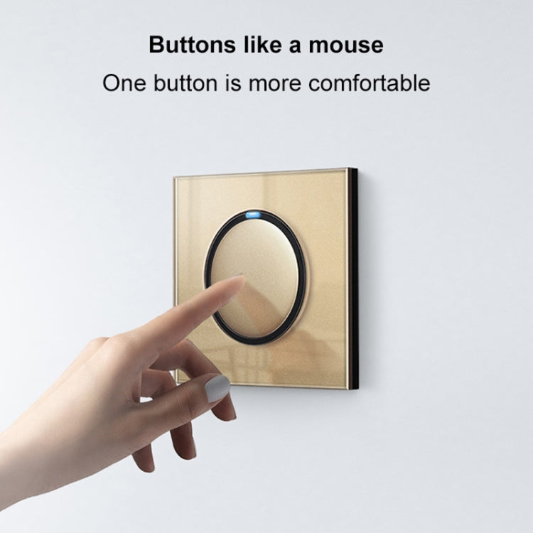 86mm Round LED Tempered Glass Switch Panel, Gold Round Glass, Style:Computer Socket - Switch by PMC Jewellery | Online Shopping South Africa | PMC Jewellery | Buy Now Pay Later Mobicred