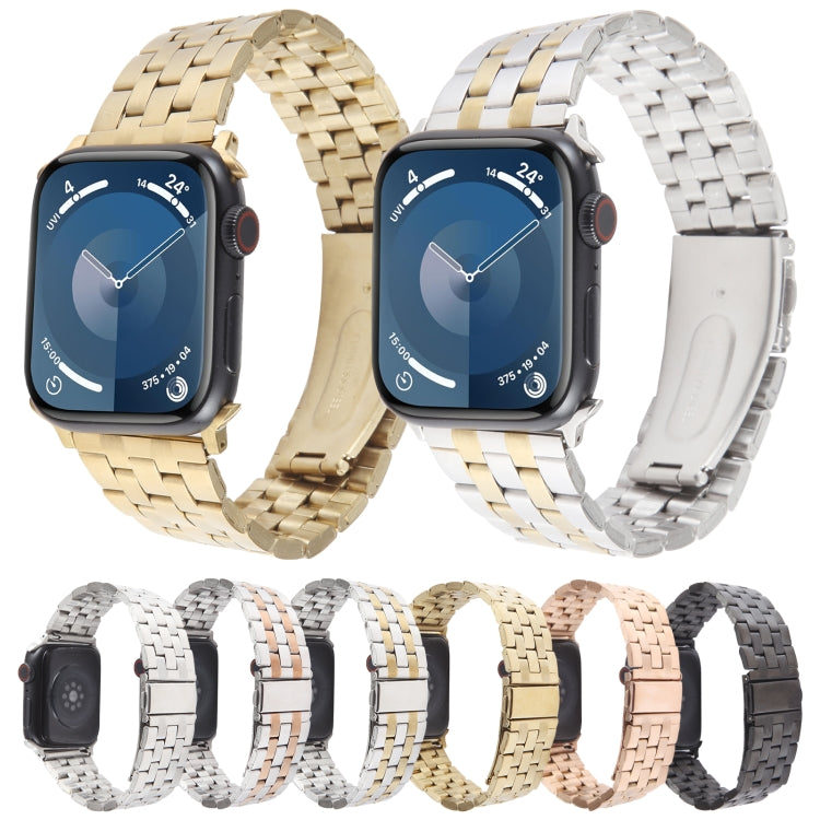For Apple Watch 38mm 22mm Ultra-thin Five Beads Stainless Steel Watch Band(Silver) - Watch Bands by PMc TechLife | Online Shopping South Africa | PMc TechLife | Buy Now Pay Later Mobicred