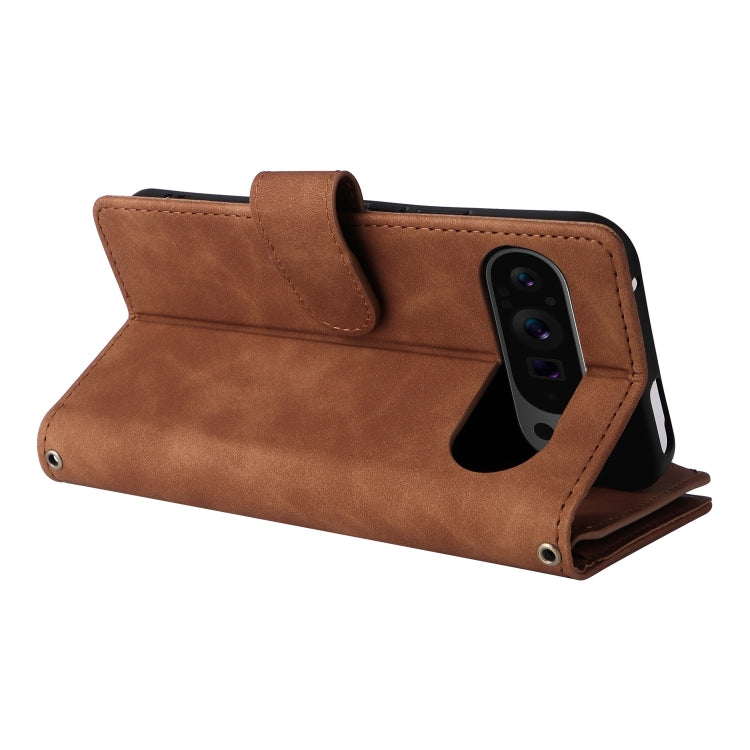 For Google Pixel 9 Pro Multifunctional Multi-Card Wallet Phone Leather Case(Brown) - Google Cases by PMC TechLife | Online Shopping South Africa | PMC TechLife | Buy Now Pay Later Mobicred