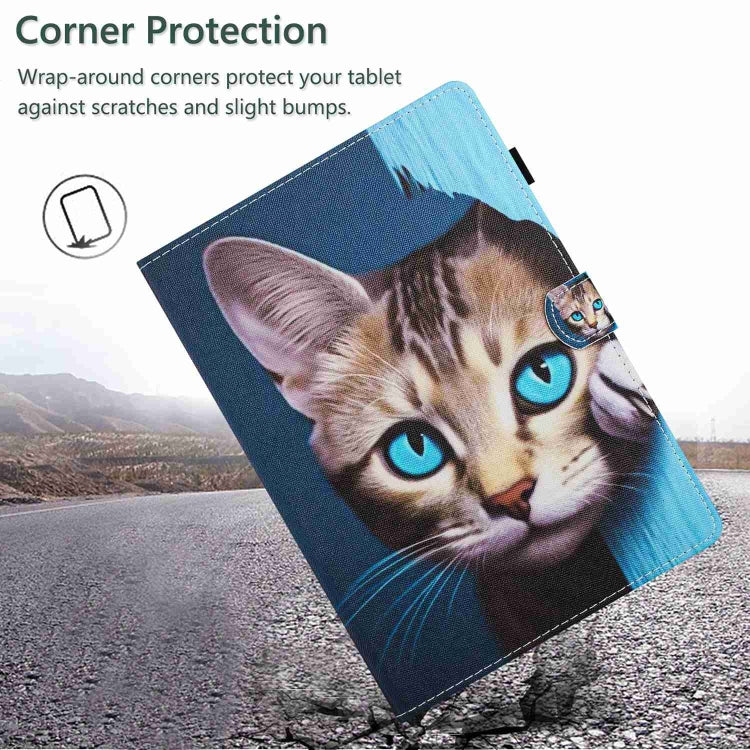 For iPad 11 Pro 2024 / 2020 / Air 4 10.9 Painted Pattern Stitching Smart Leather Tablet Case(Blue Cat) - iPad Air (2022) / (2020) 10.9 Cases by PMC Jewellery | Online Shopping South Africa | PMC Jewellery | Buy Now Pay Later Mobicred