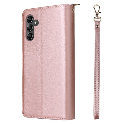 For Samsung Galaxy A15 5G 9-Card Slots Zipper Wallet Bag Leather Phone Case(Rose Gold) - Galaxy Phone Cases by PMC Jewellery | Online Shopping South Africa | PMC Jewellery | Buy Now Pay Later Mobicred