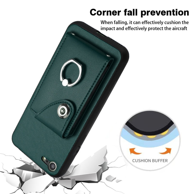 For iPhone SE 2022 / 2020 / 8 / 7 Organ Card Bag Ring Holder Phone Case(Green) - iPhone SE 2022 / 2020 / 8 / 7 Cases by PMC TechLife | Online Shopping South Africa | PMC TechLife