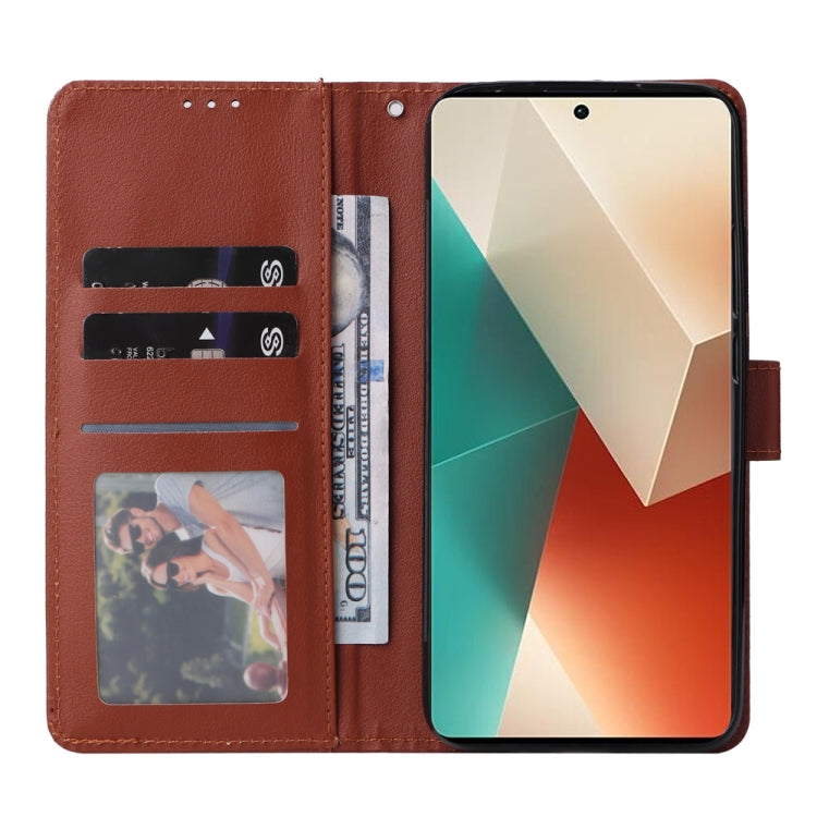 For Xiaomi Redmi Note 13 5G Multifunctional Horizontal Flip Leather Phone Case with Three Card Slot(Brown) - Note 13 Cases by PMC TechLife | Online Shopping South Africa | PMC TechLife | Buy Now Pay Later Mobicred