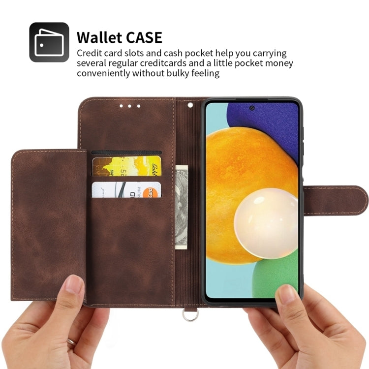 For Google Pixel 9 Pro Skin-feel Flowers Embossed Wallet Leather Phone Case(Brown) - Google Cases by PMC TechLife | Online Shopping South Africa | PMC TechLife | Buy Now Pay Later Mobicred