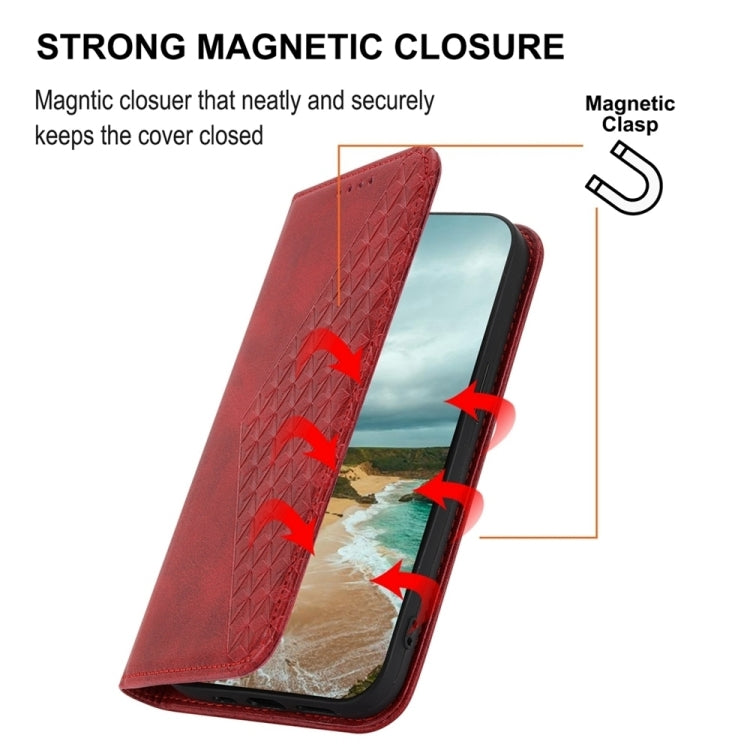 For Google Pixel 9 Cubic Grid Calf Texture Magnetic Leather Phone Case(Red) - Google Cases by PMC TechLife | Online Shopping South Africa | PMC TechLife | Buy Now Pay Later Mobicred