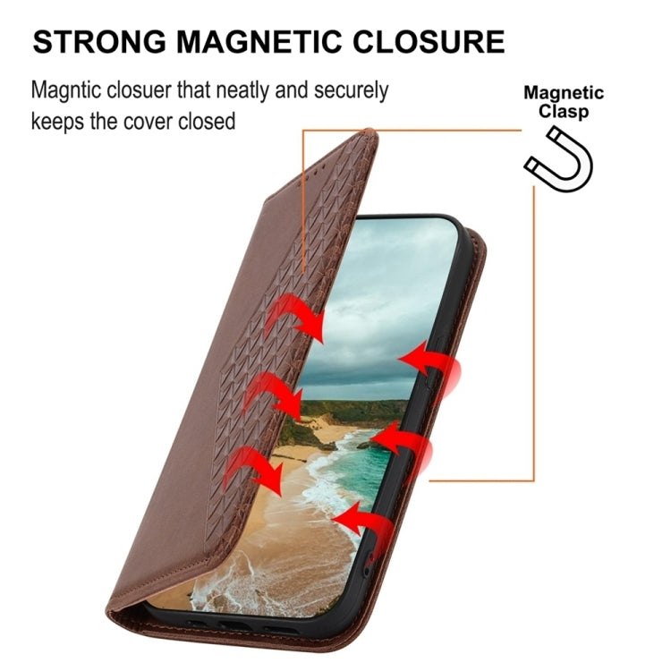 For Google Pixel 9 Cubic Grid Calf Texture Magnetic Leather Phone Case(Brown) - Google Cases by PMC TechLife | Online Shopping South Africa | PMC TechLife | Buy Now Pay Later Mobicred