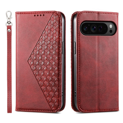 For Google Pixel 9 Pro Cubic Grid Calf Texture Magnetic Leather Phone Case(Red) - Google Cases by PMC Jewellery | Online Shopping South Africa | PMC Jewellery | Buy Now Pay Later Mobicred