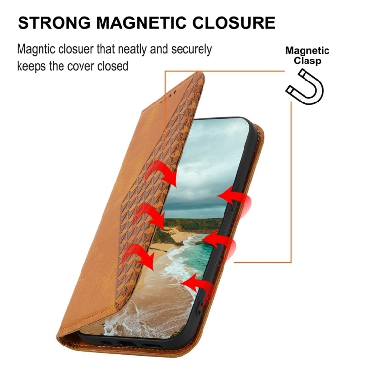 For Google Pixel 9 Pro Cubic Grid Calf Texture Magnetic Leather Phone Case(Yellow) - Google Cases by PMC TechLife | Online Shopping South Africa | PMC TechLife | Buy Now Pay Later Mobicred