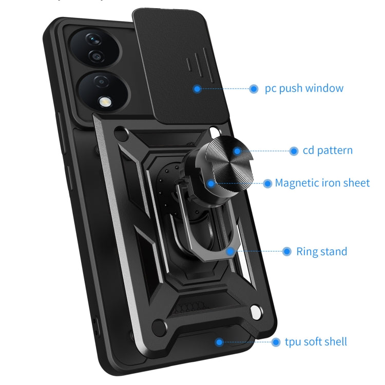 For Honor X7b Sliding Camera Cover Design TPU+PC Phone Case(Green) - Honor Cases by PMC TechLife | Online Shopping South Africa | PMC TechLife | Buy Now Pay Later Mobicred