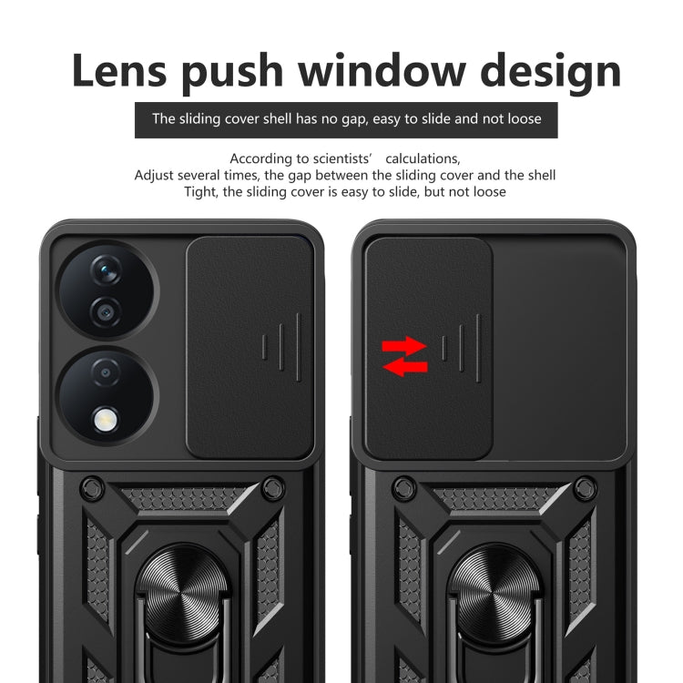 For Honor X7b Sliding Camera Cover Design TPU+PC Phone Case(Green) - Honor Cases by PMC TechLife | Online Shopping South Africa | PMC TechLife | Buy Now Pay Later Mobicred