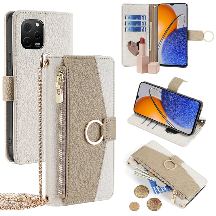 For Huawei nova Y61 Crossbody Litchi Texture Leather Phone Case(White) - Huawei Cases by PMC TechLife | Online Shopping South Africa | PMC TechLife | Buy Now Pay Later Mobicred