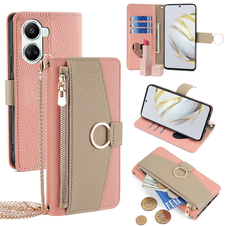For Huawei nova 10 SE Crossbody Litchi Texture Leather Phone Case(Pink) - Huawei Cases by PMC TechLife | Online Shopping South Africa | PMC TechLife | Buy Now Pay Later Mobicred