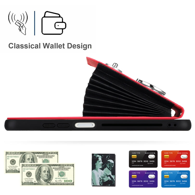For Xiaomi Redmi Note 12 Pro+ 5G Global Organ Card Bag Ring Holder PU Phone Case(Red) - Xiaomi Cases by PMC TechLife | Online Shopping South Africa | PMC TechLife | Buy Now Pay Later Mobicred