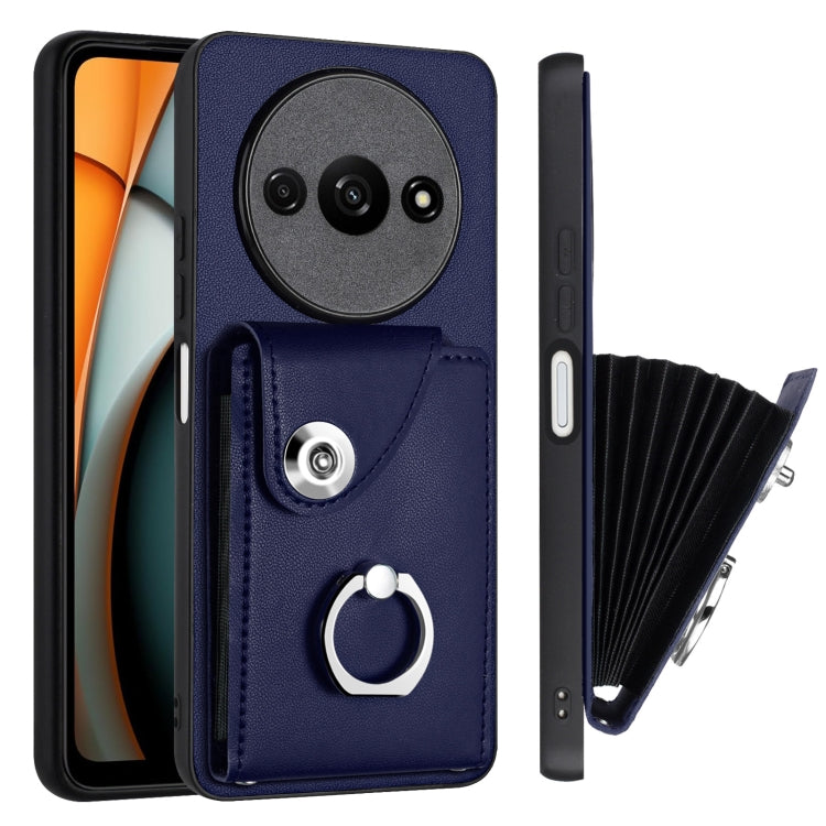 For Xiaomi Redmi A3 4G Organ Card Bag Ring Holder PU Phone Case(Blue) - free shipping - PMC TechLife - Order now!