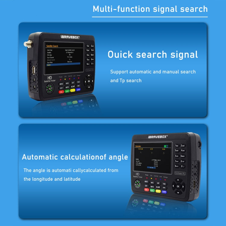 iBRAVEBOX V10 Finder Max 4.3 inch Display Digital Satellite Meter Signal Finder, Support DVB-S/S2/S2X, Plug Type:AU Plug(Black) - Satellite Finder by PMC Jewellery | Online Shopping South Africa | PMC Jewellery | Buy Now Pay Later Mobicred