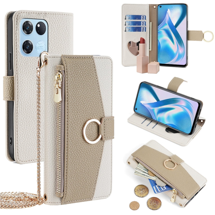 For OnePlus Ace Racing Crossbody Litchi Texture Leather Phone Case(White) - OnePlus Cases by PMC TechLife | Online Shopping South Africa | PMC TechLife | Buy Now Pay Later Mobicred
