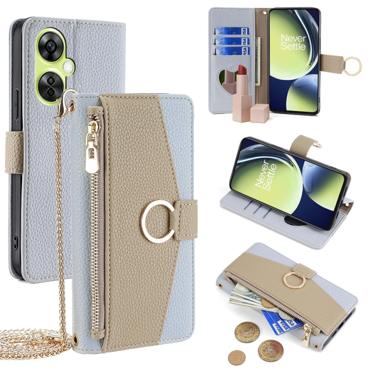 For OnePlus Nord CE 3 Lite  5G Crossbody Litchi Texture Leather Phone Case(Blue) - OnePlus Cases by PMC TechLife | Online Shopping South Africa | PMC TechLife | Buy Now Pay Later Mobicred
