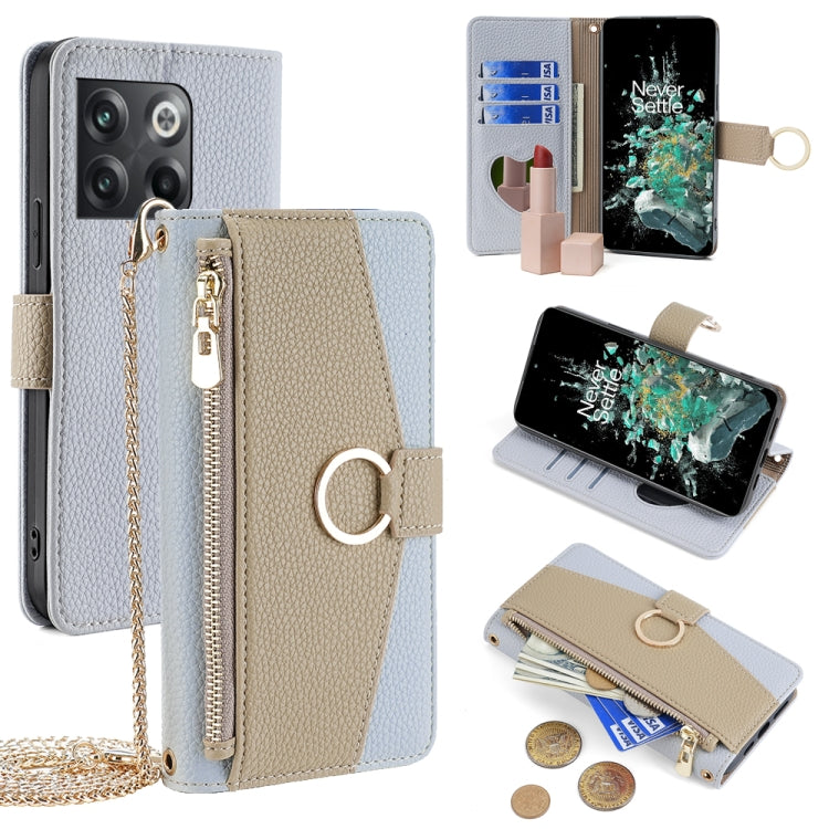 For OnePlus 10T Crossbody Litchi Texture Leather Phone Case(Blue) - OnePlus Cases by PMC TechLife | Online Shopping South Africa | PMC TechLife | Buy Now Pay Later Mobicred
