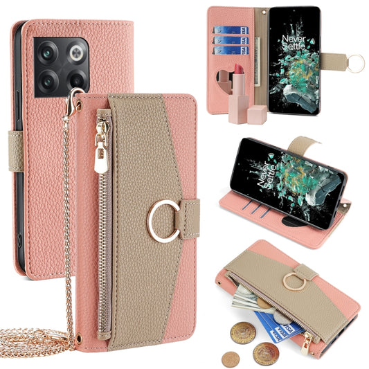 For OnePlus 10T Crossbody Litchi Texture Leather Phone Case(Pink) - OnePlus Cases by PMC Jewellery | Online Shopping South Africa | PMC Jewellery | Buy Now Pay Later Mobicred