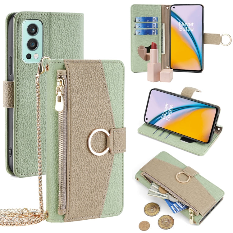 For OnePlus Nord 2 5G Crossbody Litchi Texture Leather Phone Case(Green) - OnePlus Cases by PMC TechLife | Online Shopping South Africa | PMC TechLife | Buy Now Pay Later Mobicred