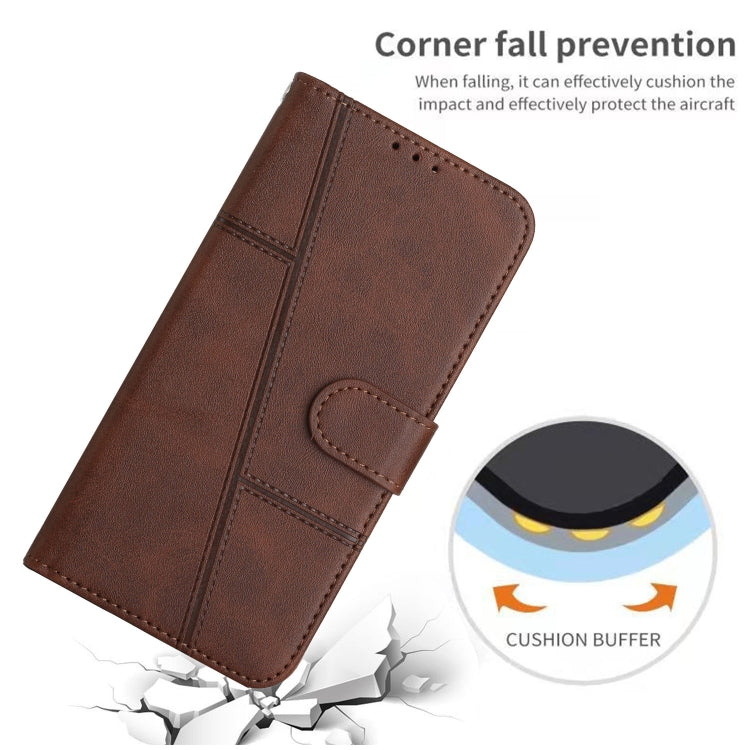 For Tecno Spark Go 2024 / POP 8 Stitching Calf Texture Buckle Leather Phone Case(Brown) - Tecno Cases by PMC Jewellery | Online Shopping South Africa | PMC Jewellery | Buy Now Pay Later Mobicred