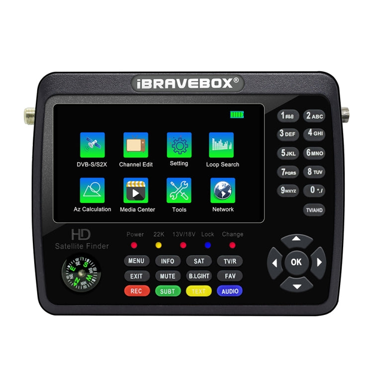 iBRAVEBOX V10 Finder Max+ 4.3 inch Display Digital Satellite Meter Signal Finder, Support DVB-S/S2/S2X AHD, Plug Type:US Plug(Black) - Satellite Finder by PMC Jewellery | Online Shopping South Africa | PMC Jewellery | Buy Now Pay Later Mobicred