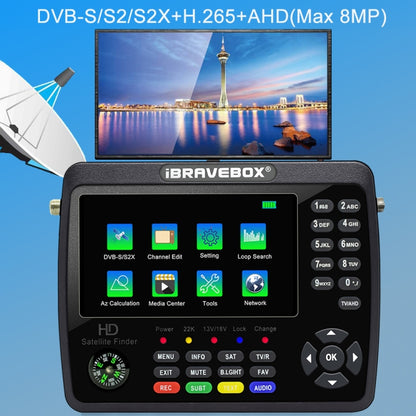 iBRAVEBOX V10 Finder Max+ 4.3 inch Display Digital Satellite Meter Signal Finder, Support DVB-S/S2/S2X AHD, Plug Type:US Plug(Black) - Satellite Finder by PMC Jewellery | Online Shopping South Africa | PMC Jewellery | Buy Now Pay Later Mobicred