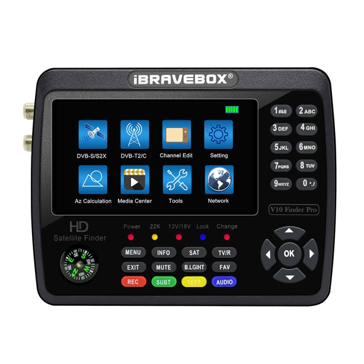 iBRAVEBOX V10 Finder Pro 4.3 inch Display Digital Satellite Meter Signal Finder, Support DVB-S/S2/S2X/T/T2/C, Plug Type:US Plug(Black) - Satellite Finder by PMC Jewellery | Online Shopping South Africa | PMC Jewellery | Buy Now Pay Later Mobicred