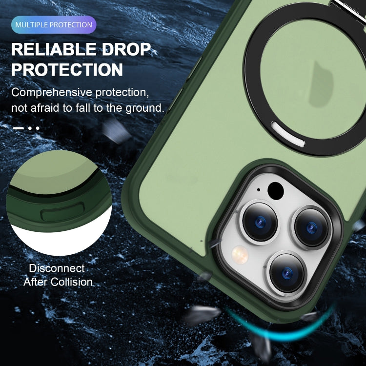 For iPhone 15 Plus MagSafe Holder Skin-feel PC Hybrid TPU Phone Case(Green) - iPhone 15 Plus Cases by PMC TechLife | Online Shopping South Africa | PMC TechLife