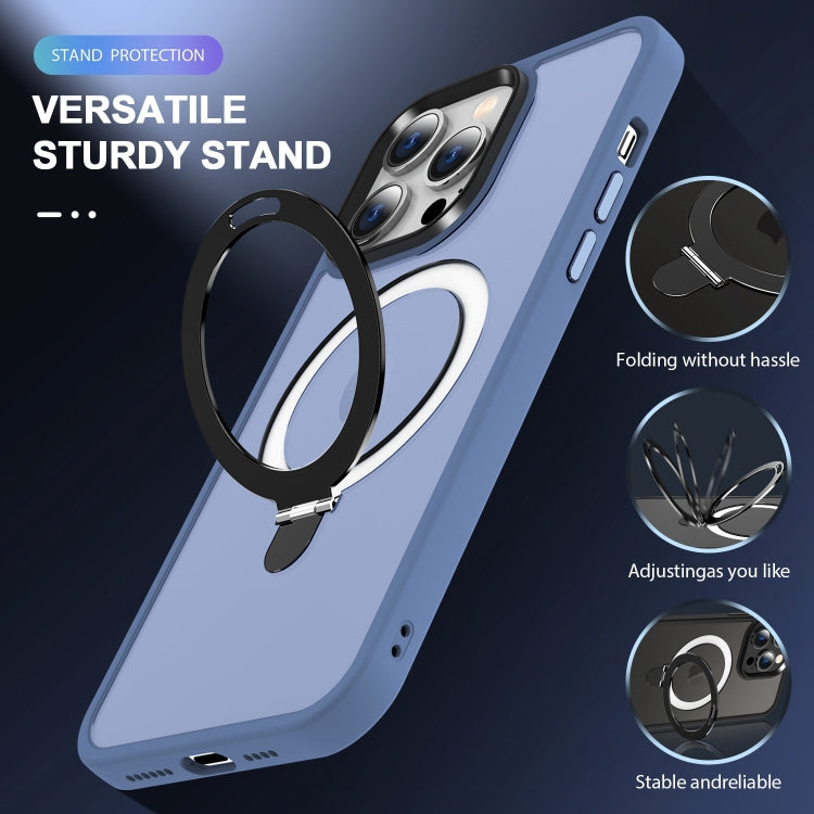 For iPhone 13 Pro Max MagSafe Holder Skin-feel PC Hybrid TPU Phone Case(Blue) - iPhone 13 Pro Max Cases by PMC TechLife | Online Shopping South Africa | PMC TechLife
