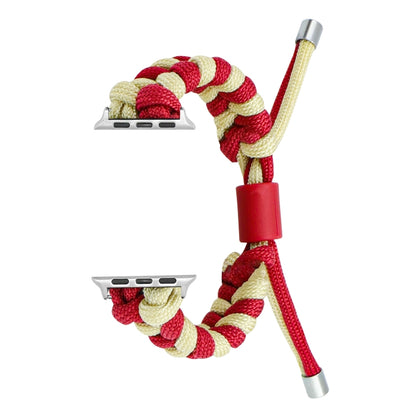 For Apple Watch Ultra 2 49mm Paracord Fishtail Braided Silicone Bead Watch Band(Red Light Yellow) - Watch Bands by PMC Jewellery | Online Shopping South Africa | PMC Jewellery | Buy Now Pay Later Mobicred