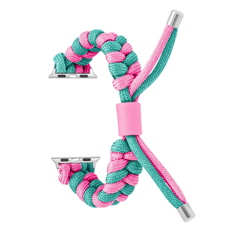 For Apple Watch Ultra 2 49mm Paracord Fishtail Braided Silicone Bead Watch Band(Rose Red Green) - Watch Bands by PMC Jewellery | Online Shopping South Africa | PMC Jewellery | Buy Now Pay Later Mobicred