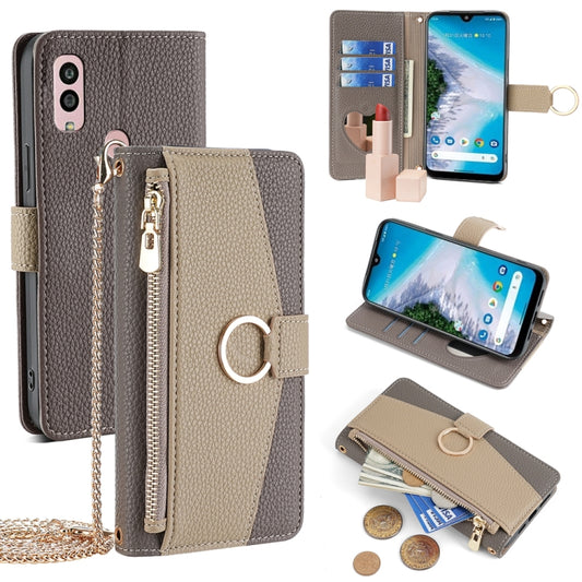 For Kyocera Android One S10 Crossbody Litchi Texture Leather Phone Case(Grey) - More Brand by PMC Jewellery | Online Shopping South Africa | PMC Jewellery | Buy Now Pay Later Mobicred