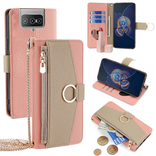 For Asus Zenfone 8 Flip ZS672KS Crossbody Litchi Texture Leather Phone Case(Pink) - ASUS Cases by PMC Jewellery | Online Shopping South Africa | PMC Jewellery | Buy Now Pay Later Mobicred