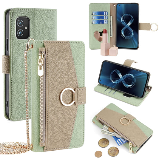 For Asus Zenfone 8 ZS590KS Crossbody Litchi Texture Leather Phone Case(Green) - ASUS Cases by PMC Jewellery | Online Shopping South Africa | PMC Jewellery | Buy Now Pay Later Mobicred