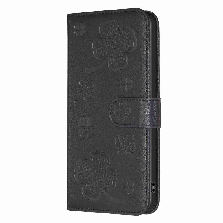 For Xiaomi Redmi Note 12 4G Global Four-leaf Embossed Leather Phone Case(Black) - Xiaomi Cases by PMC Jewellery | Online Shopping South Africa | PMC Jewellery | Buy Now Pay Later Mobicred