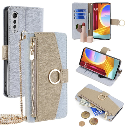 For LG Velvet Crossbody Litchi Texture Leather Phone Case(Blue) - LG by PMC Jewellery | Online Shopping South Africa | PMC Jewellery | Buy Now Pay Later Mobicred