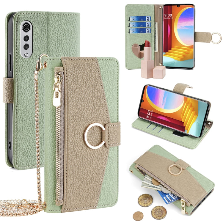 For LG Velvet Crossbody Litchi Texture Leather Phone Case(Green) - LG by PMC TechLife | Online Shopping South Africa | PMC TechLife | Buy Now Pay Later Mobicred
