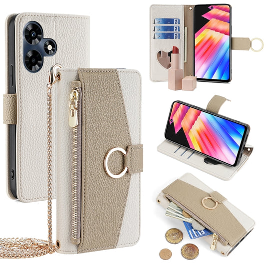 For Infinix Hot 30 4G Crossbody Litchi Texture Leather Phone Case(White) - Infinix Cases by PMC Jewellery | Online Shopping South Africa | PMC Jewellery | Buy Now Pay Later Mobicred