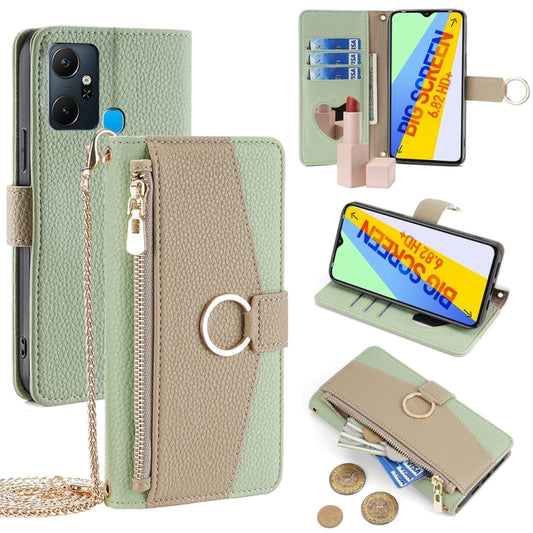 For Infinix Smart 6 Plus Crossbody Litchi Texture Leather Phone Case(Green) - Infinix Cases by PMC Jewellery | Online Shopping South Africa | PMC Jewellery | Buy Now Pay Later Mobicred