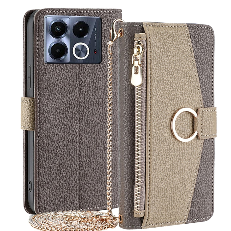 For Infinix Note 40 5G Crossbody Litchi Texture Leather Phone Case(Grey) - free shipping - PMC TechLife - Order now!