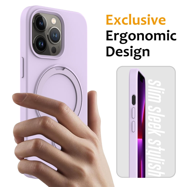 For iPhone 13 Pro MagSafe Magnetic Liquid Silicone Phone Case with Ring Holder(Lilac Purple) - iPhone 13 Pro Cases by PMC TechLife | Online Shopping South Africa | PMC TechLife