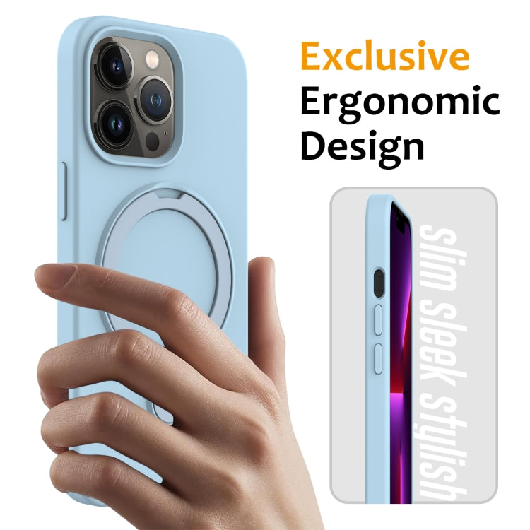 For iPhone 14 Pro Max MagSafe Magnetic Liquid Silicone Phone Case with Ring Holder(Sky Blue) - iPhone 14 Pro Max Cases by PMC TechLife | Online Shopping South Africa | PMC TechLife