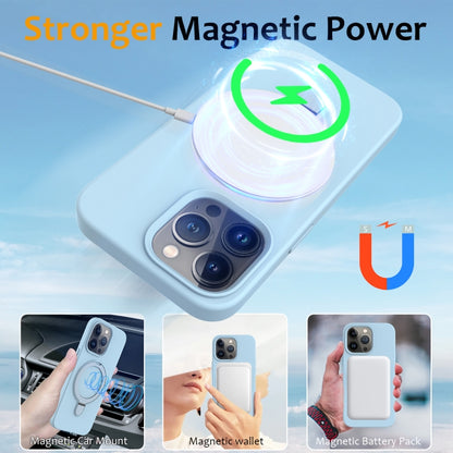 For iPhone 14 Pro Max MagSafe Magnetic Liquid Silicone Phone Case with Ring Holder(Sky Blue) - iPhone 14 Pro Max Cases by PMC Jewellery | Online Shopping South Africa | PMC Jewellery